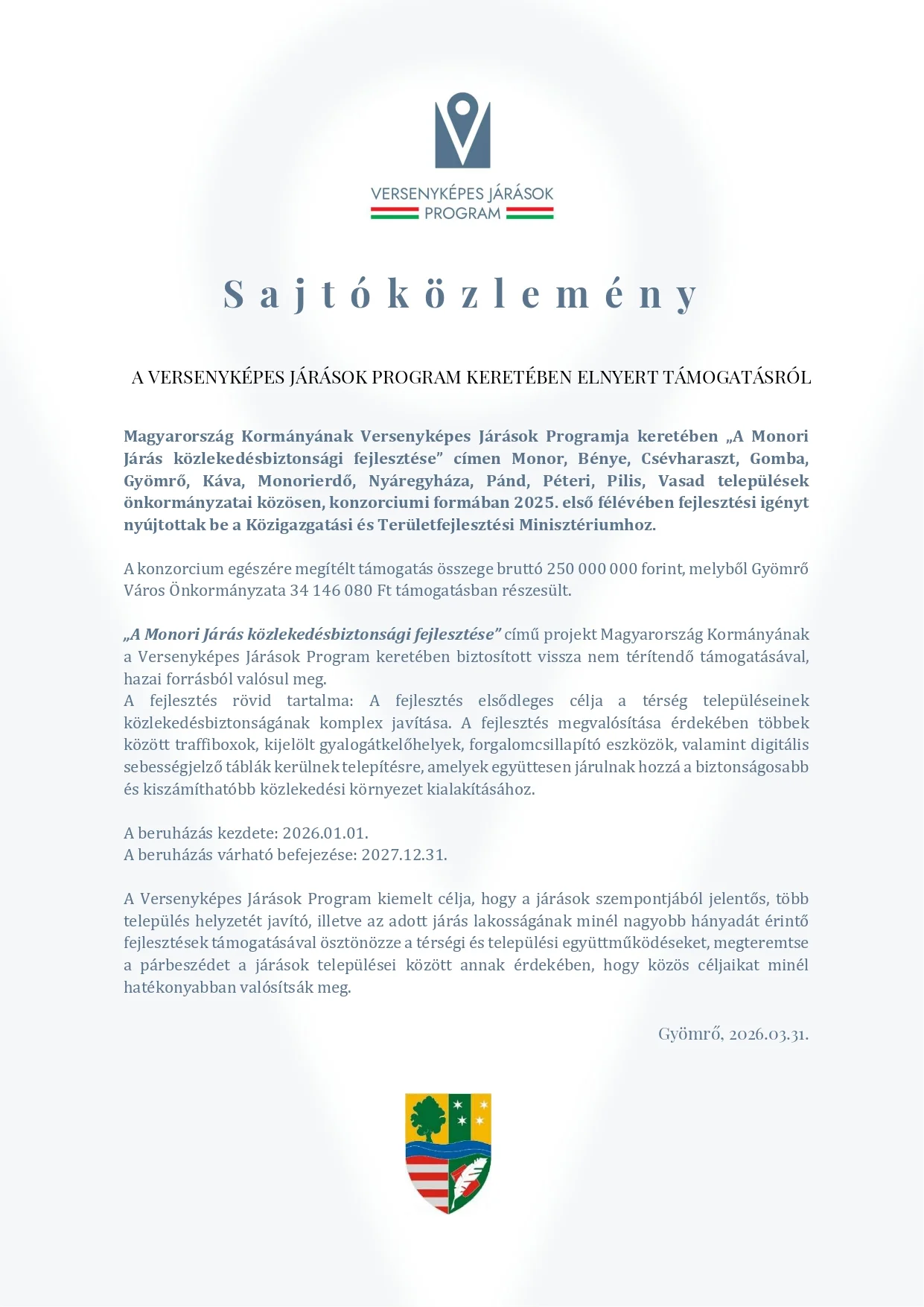 Gyomro VJPII sajtokozlemeny