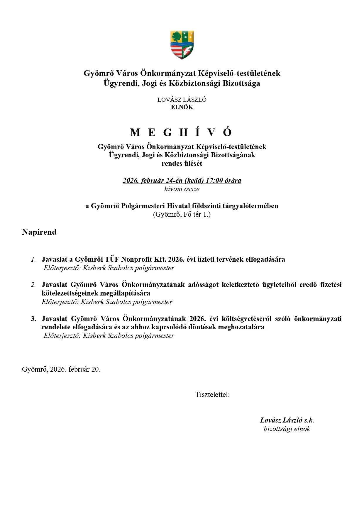 meghívó jogi rendes